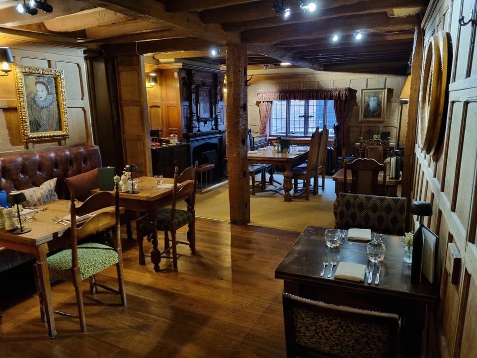 There are many lovely restaurants, This is the White Swan in the town centre