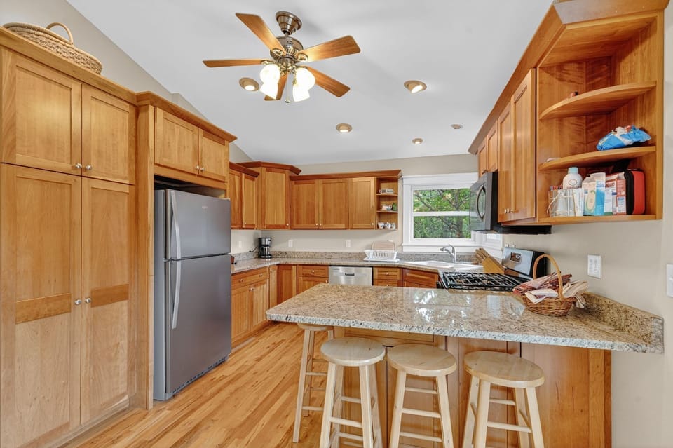Indoors, Kitchen, Appliance, Ceiling Fan, Refrigerator