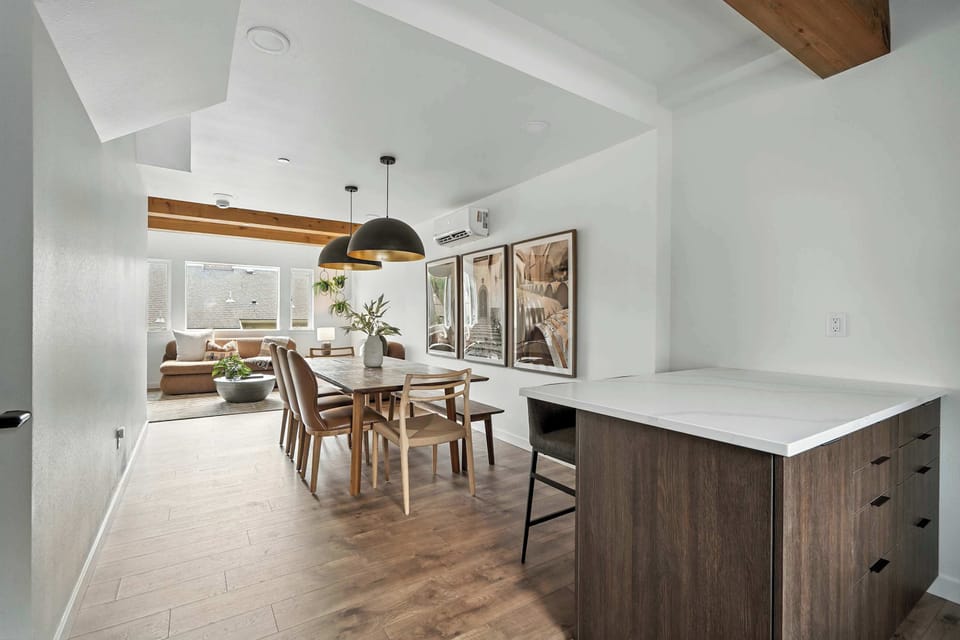 Dining room open to the kitchen.