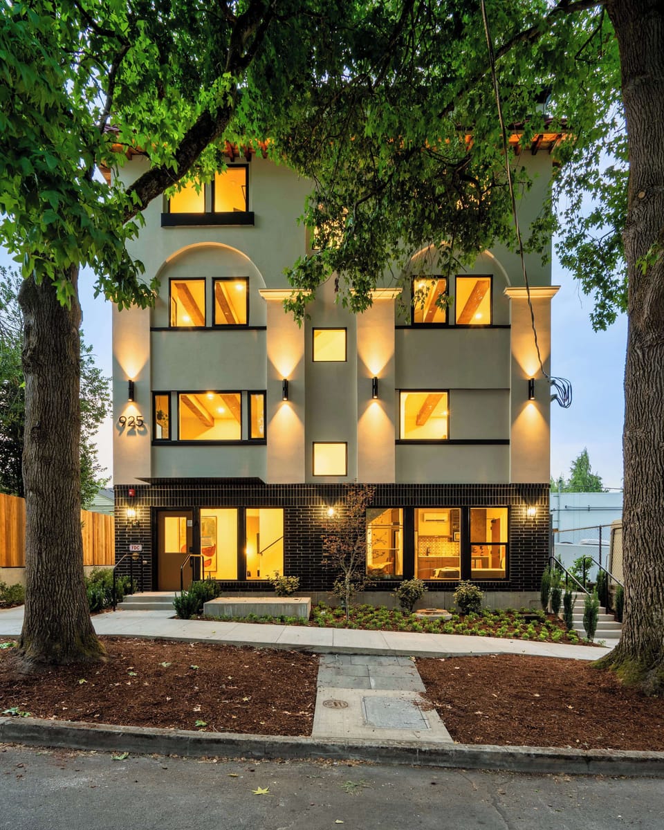 Exterior evening view of the NE 23rd building.