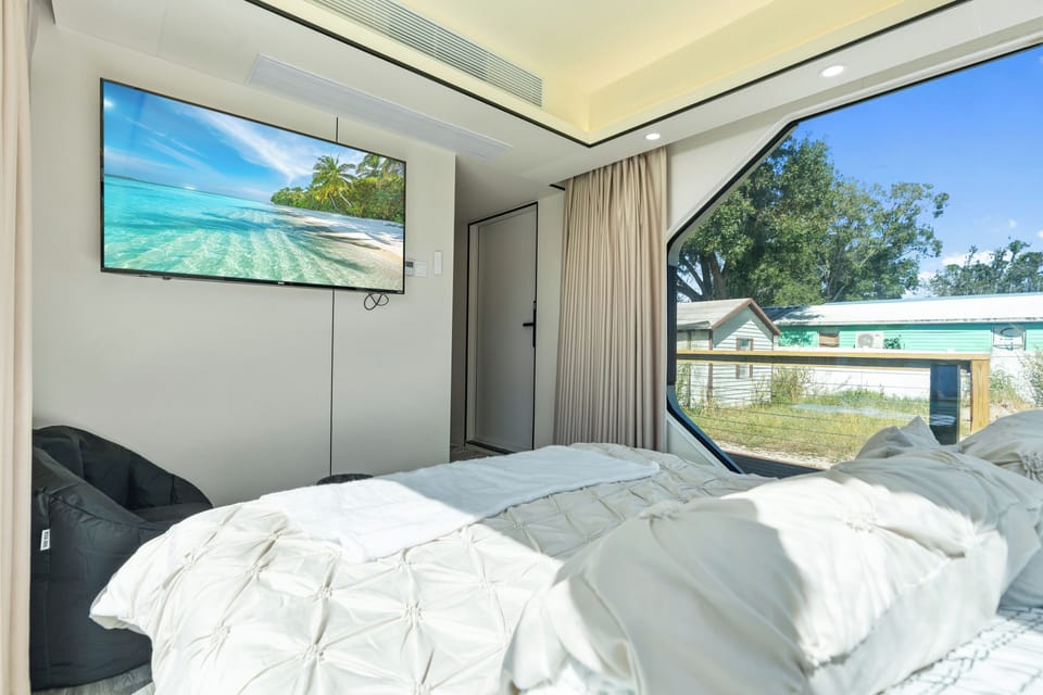 Bedroom with queen bed.