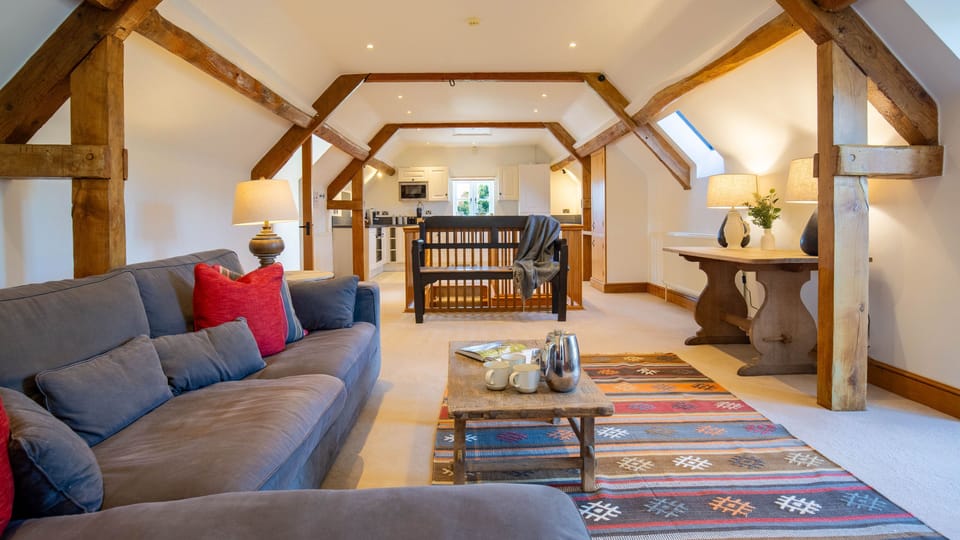 Stockmans Cottage has an open plan living area.