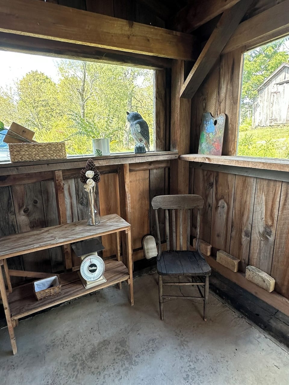 Farm antiques and decoration in the woodshed