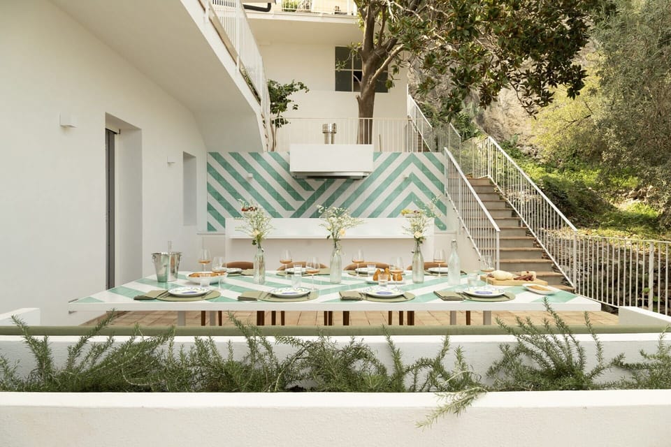The stylish al fresco dining area at AltaRocca. 