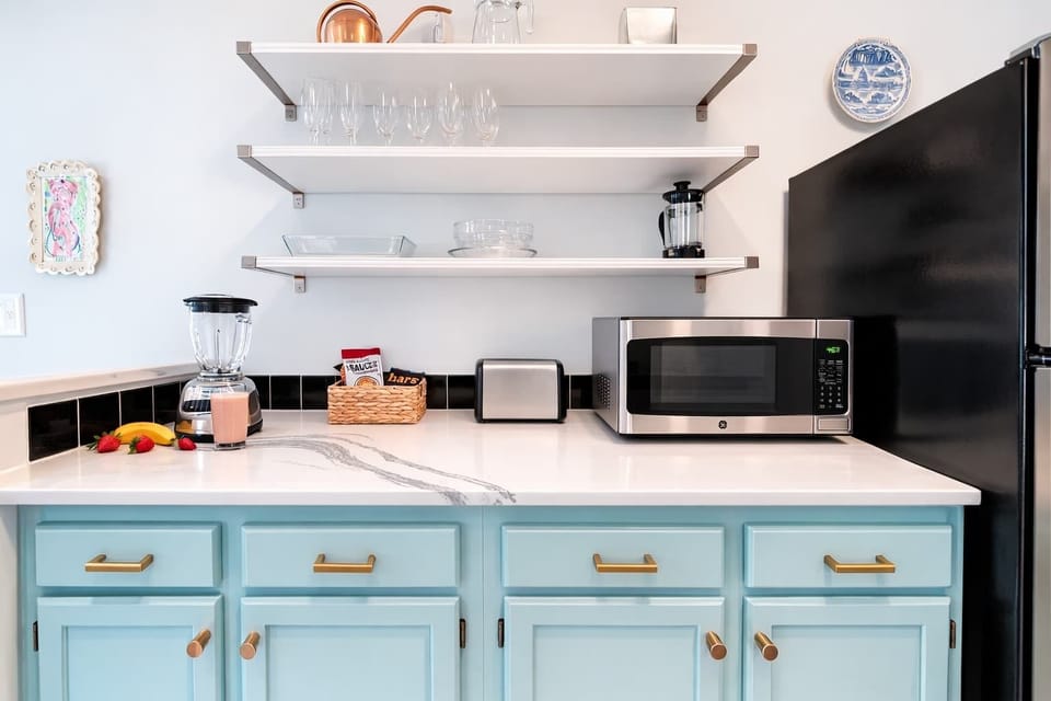 A functional and inviting area that makes staying in just as fun as dining out.