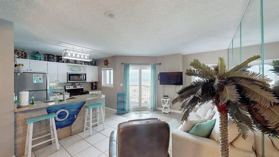 Family room and kitchen.