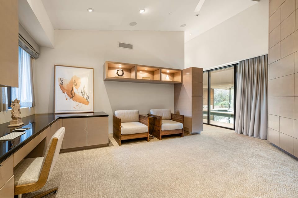 Primary Wing Office with Pool Views