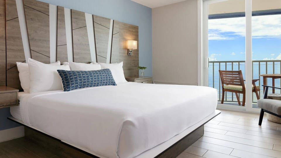 Wake up to ocean views from a plush king bed.