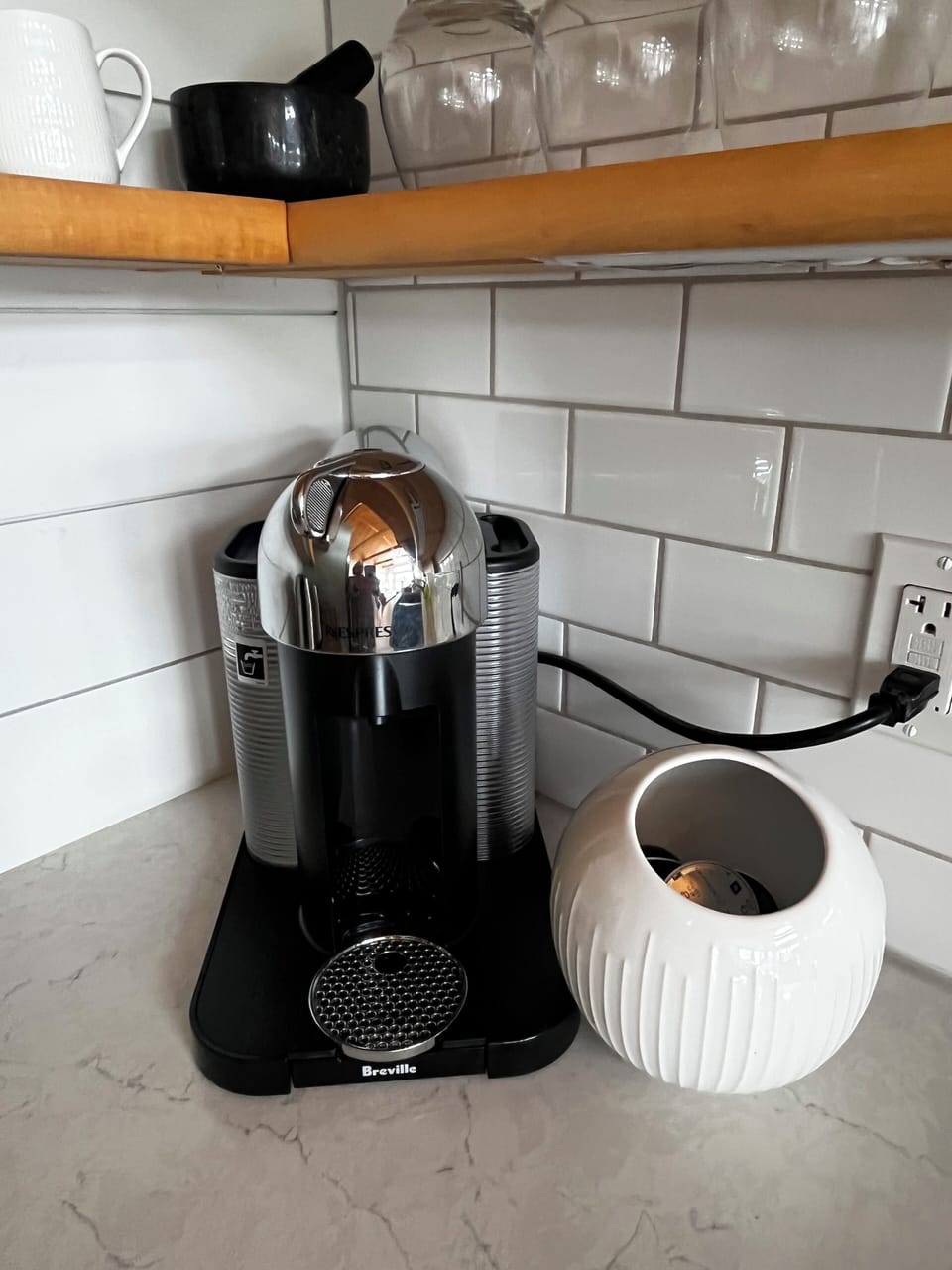 Nespresso machine and pods provided