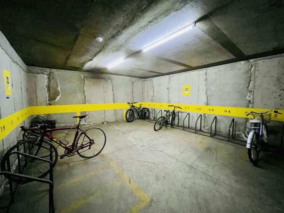 Secure bike storage area w/ designated racks