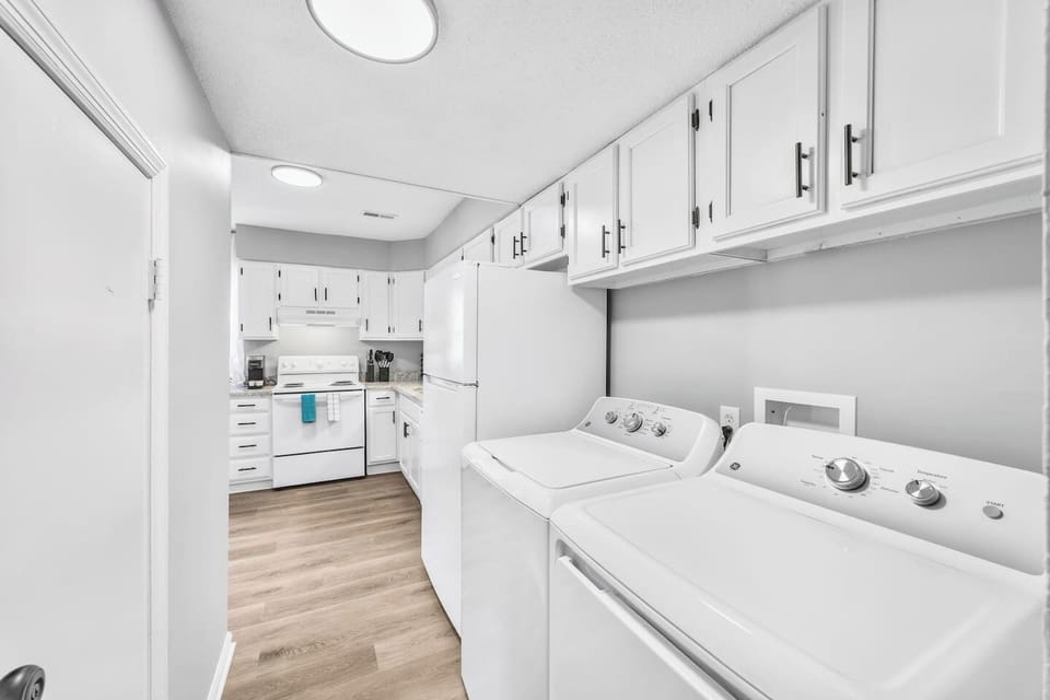 Full-size washer and dryer conveniently located just off the kitchen, offering everything you need for easy, in-home laundry during your stay.