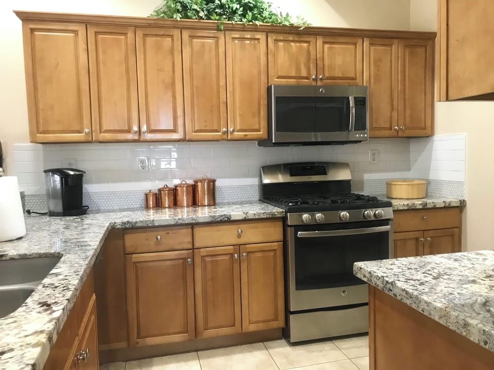 Kitchen with gas cooking is ready for all levels of prep