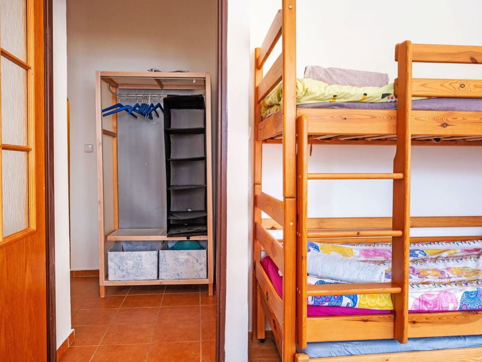 Bunk Bed, Flooring, Wood, Floor, Interior Design, Room, Hostel, Dormitory, Furniture, Wood Stain