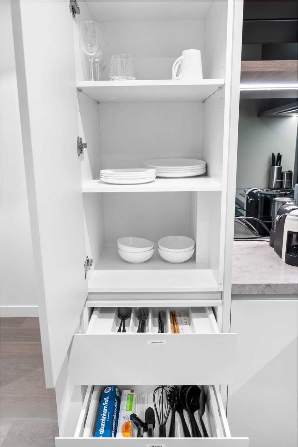 Crockery, glassware, cutlery, and basic cooking utensils are all provided for your stay.