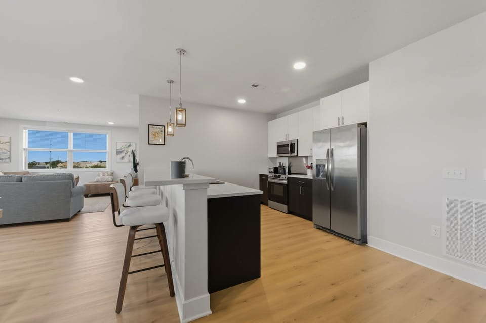 Cook, dine and relax in this spacious living and kitchen area