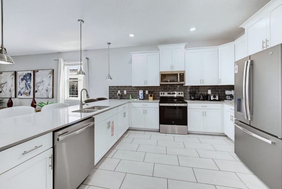 Bright chef-style kitchen