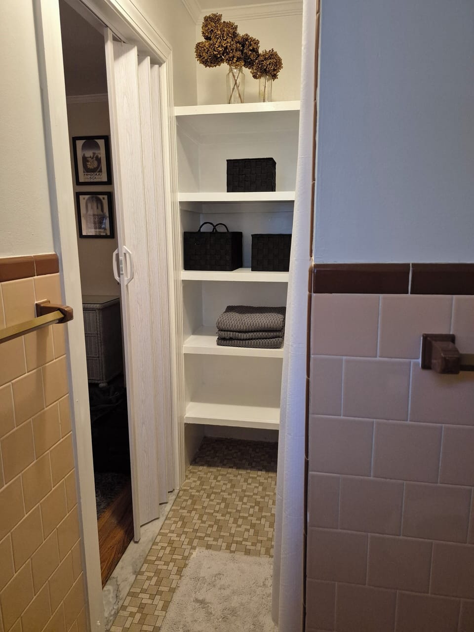 Ensuite bathroom with shower.