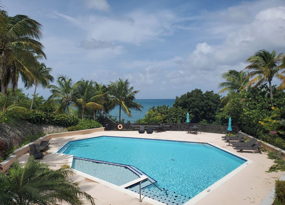 Communal pool with ocean views