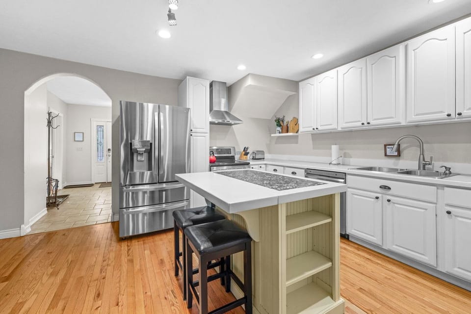 Fully stocked kitchen with island