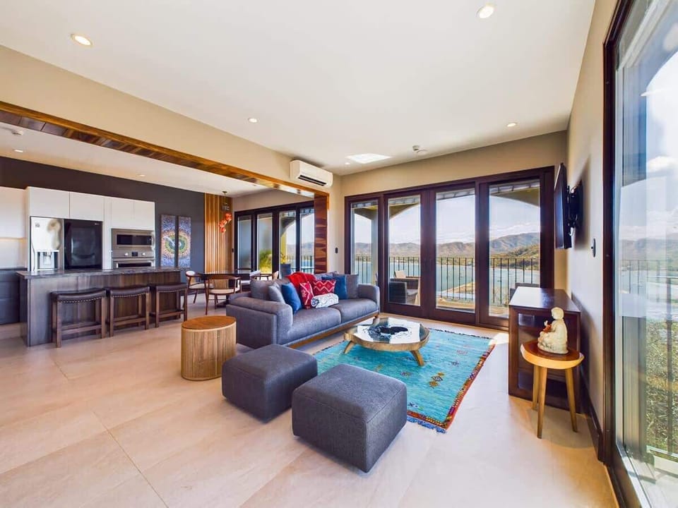Spacious living area view to the terrace