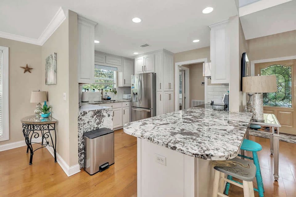 bar seating in the kitchen