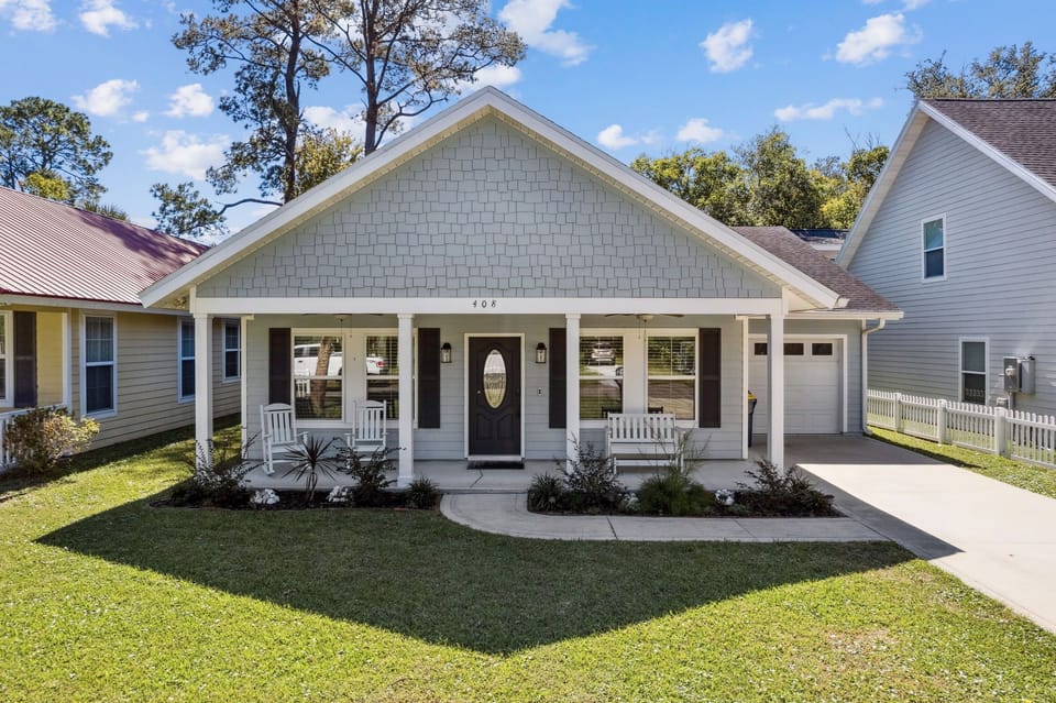 Beautiful porch with rocking chairs
