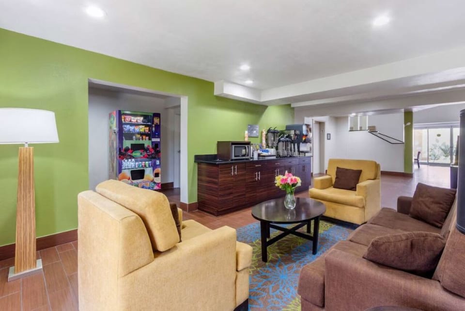 Unwind on cozy seating while enjoying coffee and easy snacks.