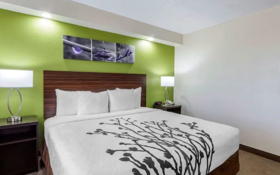 Stretch out comfortably with bedside lamps for late-night reading.