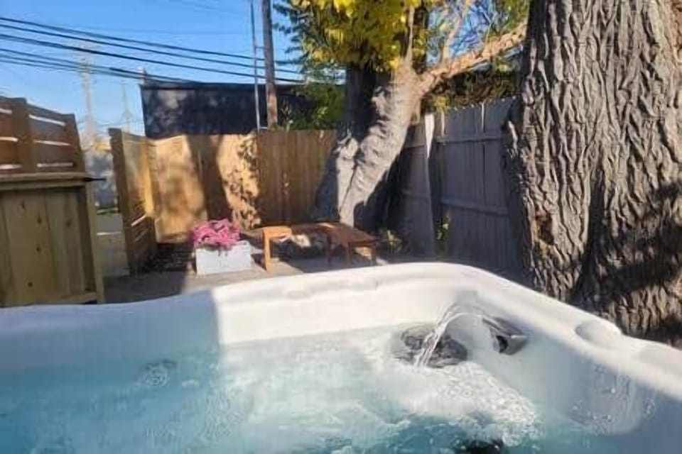 Hot tub shared with other MicroLux guests 