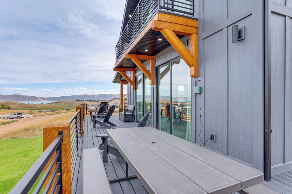 Wraparound Deck | Seating | Dining Area | Lake & Mountain Views