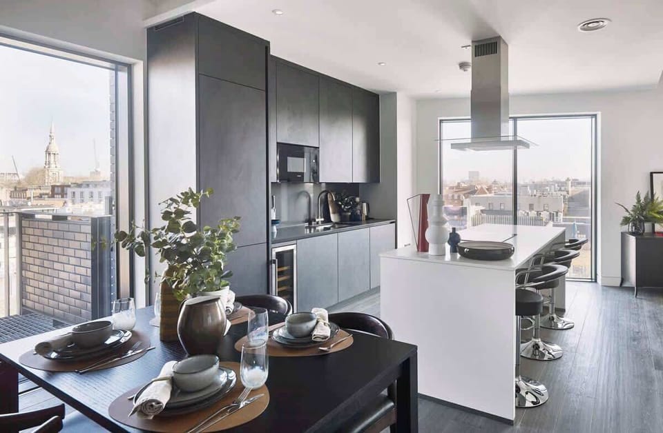 Open plan kitchen and dining area 
