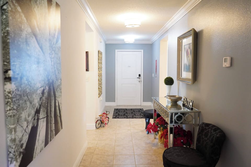 A tranquil path leading to the peaceful bedrooms, offering a quiet retreat from the rest of the home.