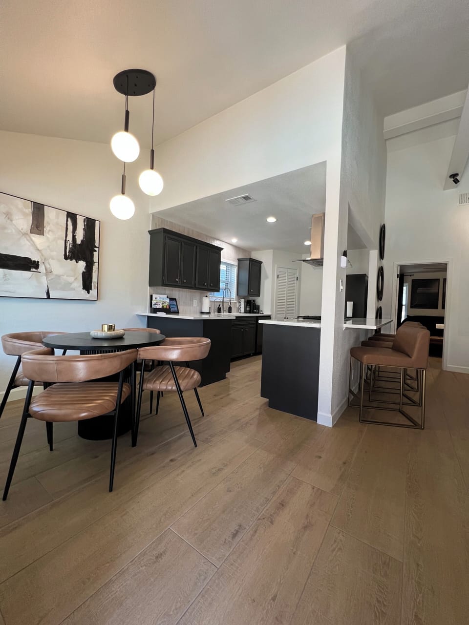 Open concept eating area and kitchen with plenty of seating