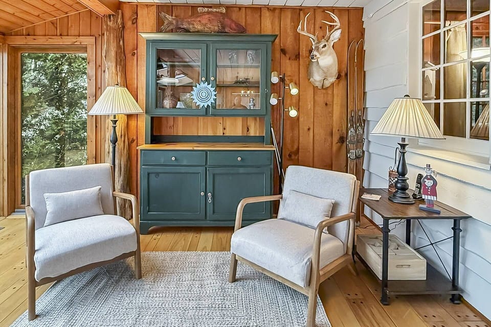 Lake views, natural light, and a quiet spot for two to relax.