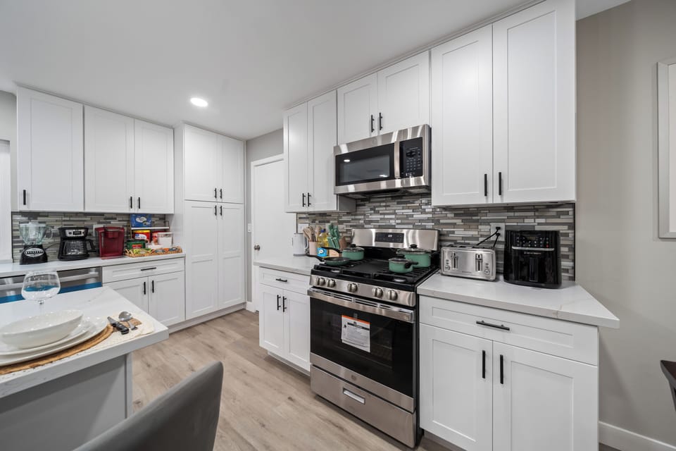 Fully stocked kitchen with all the essentials for home-cooked meals.