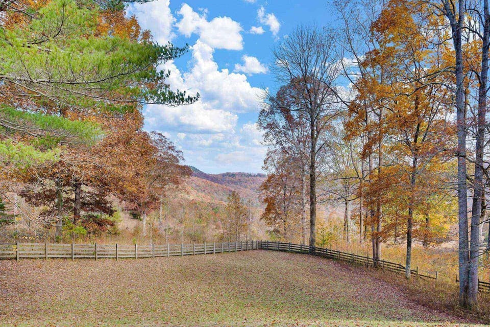 Large flat side yard with amazing views of the surrounding North Georgia mountains