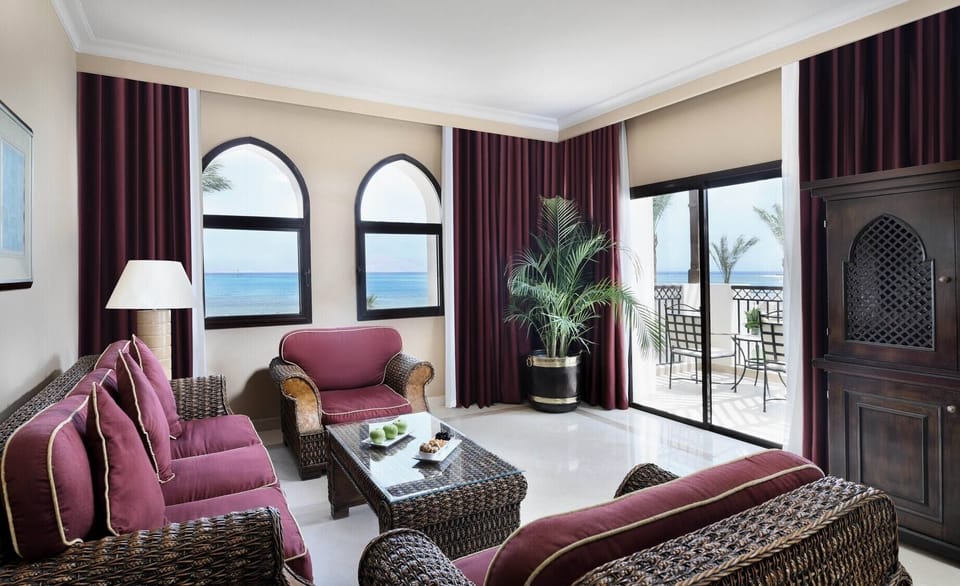 Lounge on cozy seating while soaking up panoramic sea views.