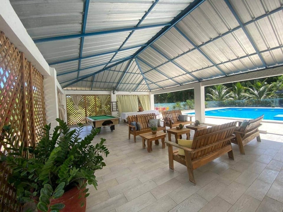 Spacious open-air gazebo for dining, relaxing — sleeps 18, near Punta Rucia, DR