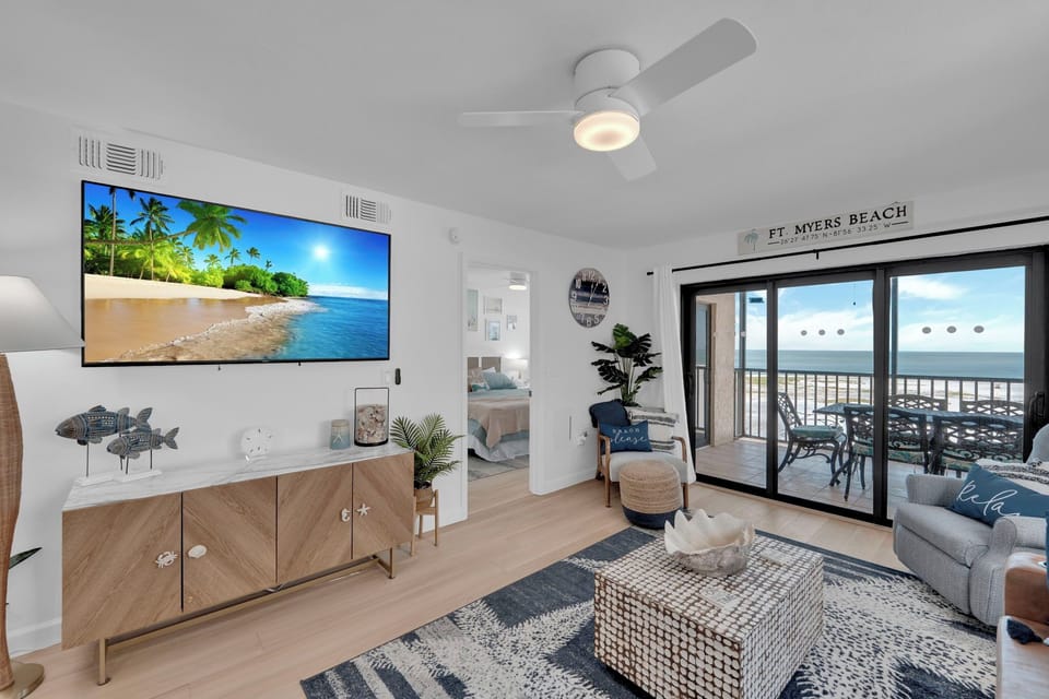 Welcome to this FABULOUS BEACHFRONT CONDO where a large flat screen tv competes with the Gulf view in this newly remodeled beachfront condo