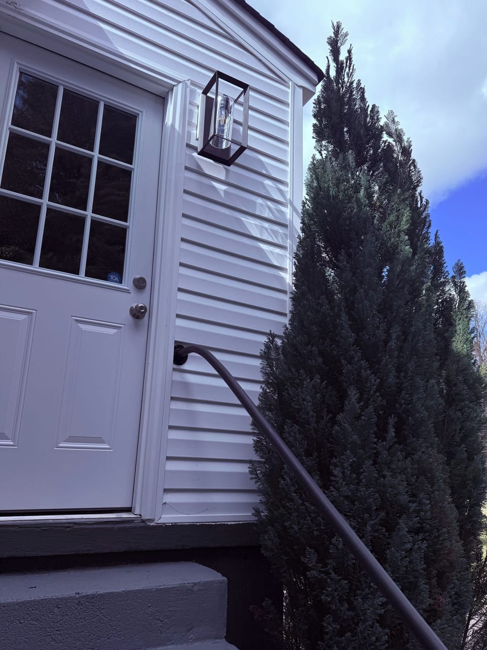 Exterior.Back door to  backyard. ADT security. Beautiful area. 10 steps.
