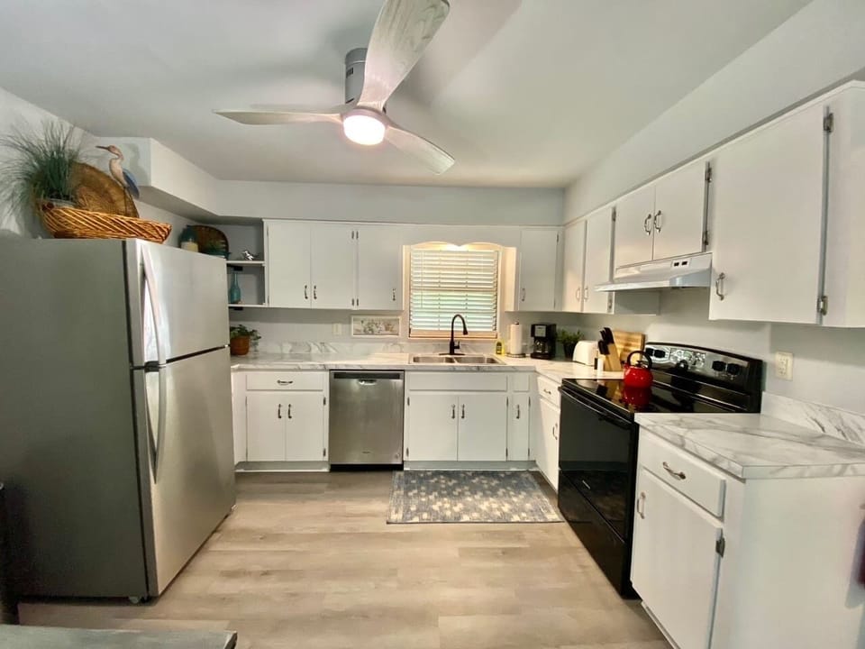 Spacious, well-equipped kitchen with all you need to prepare meals or snacks during your stay.  