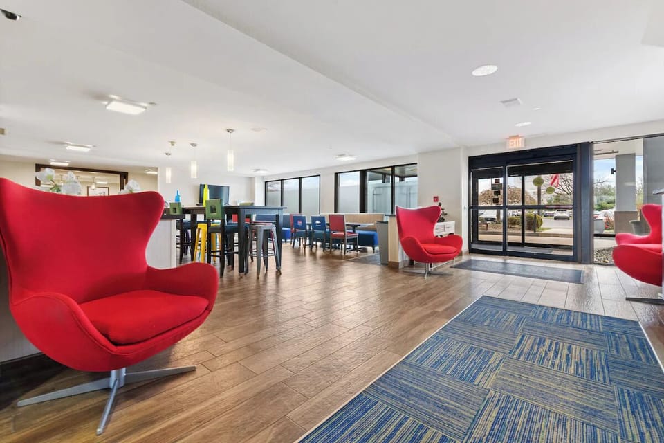 Settle into cozy lounge seating after a day out.