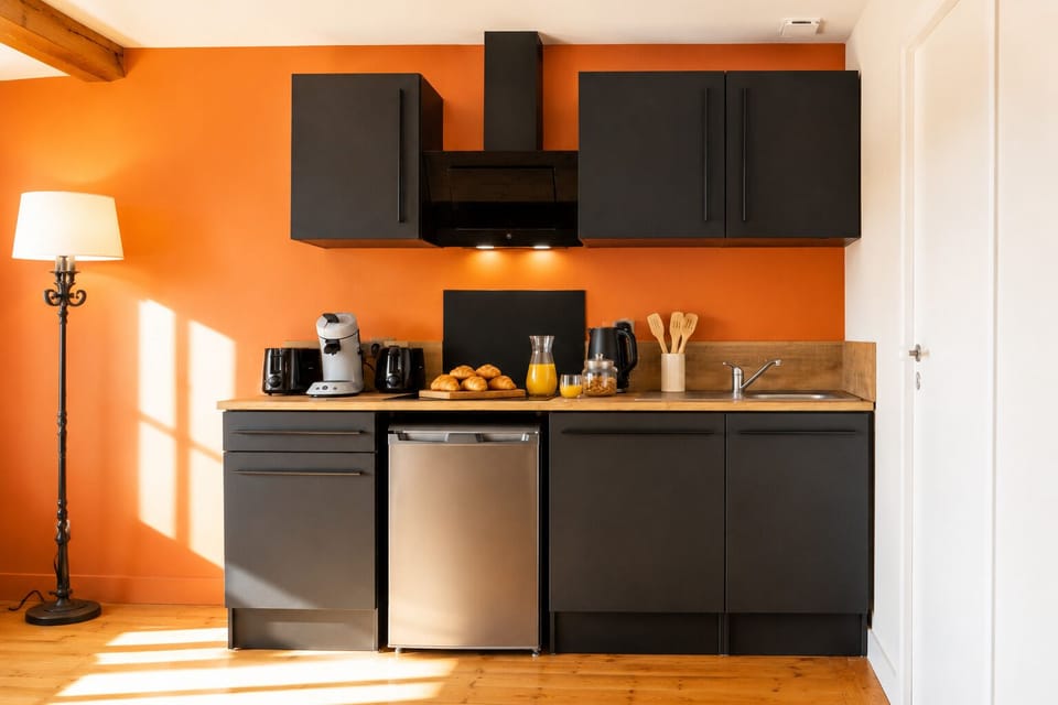 Open-plan kitchen to the living area