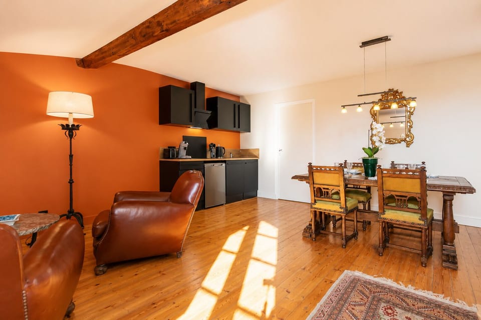 Open-plan kitchen to the living area