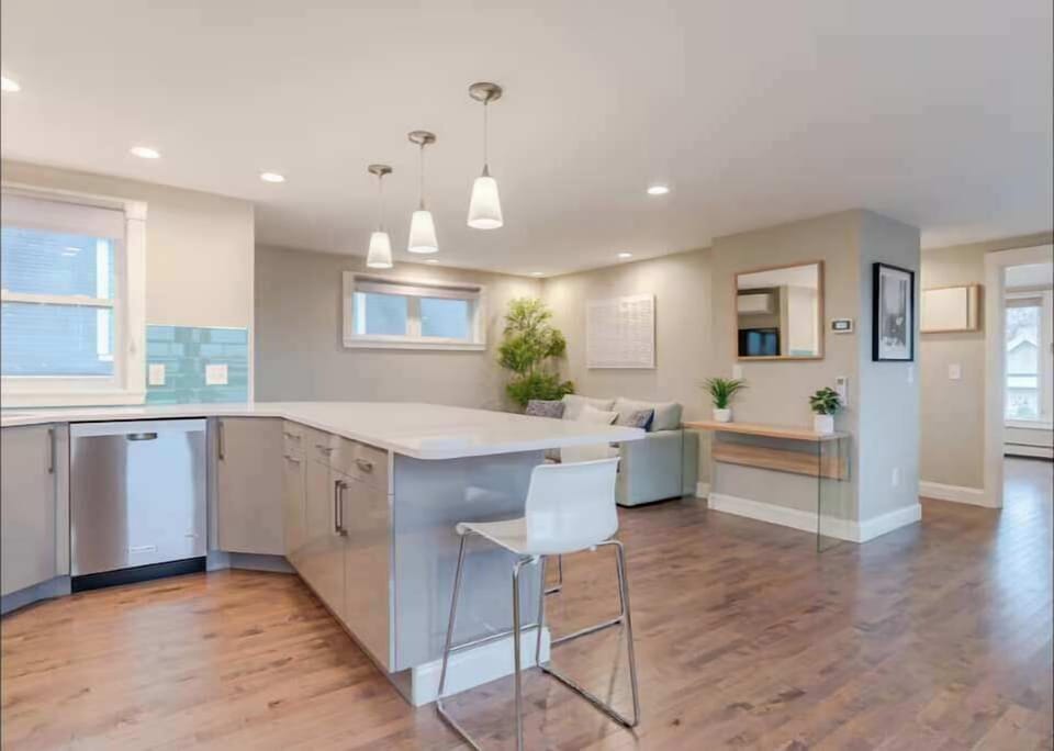 Modern Kitchen & Living Area: Bright space with sleek finishes