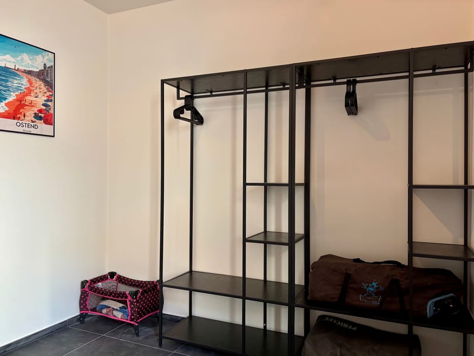 Industrial-style wardrobe adding character and functionality to the room