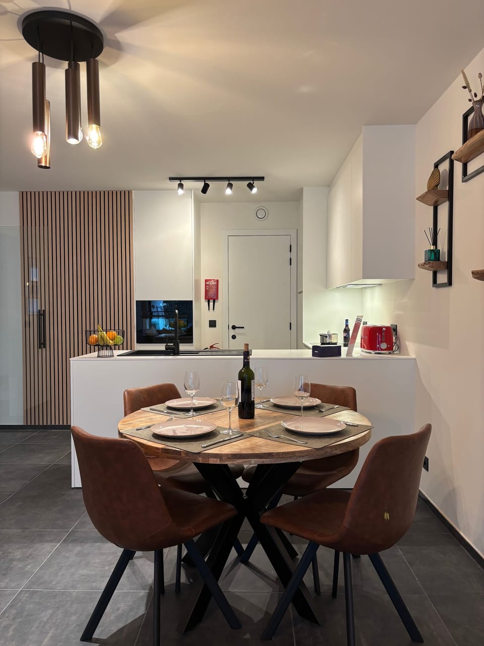 Elegant dining setup for cozy dinners with a bottle of wine 🍷