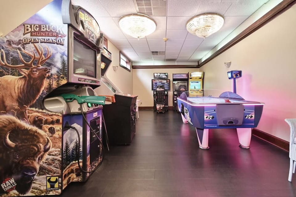 Challenge friends to arcade classics and late-night air hockey.