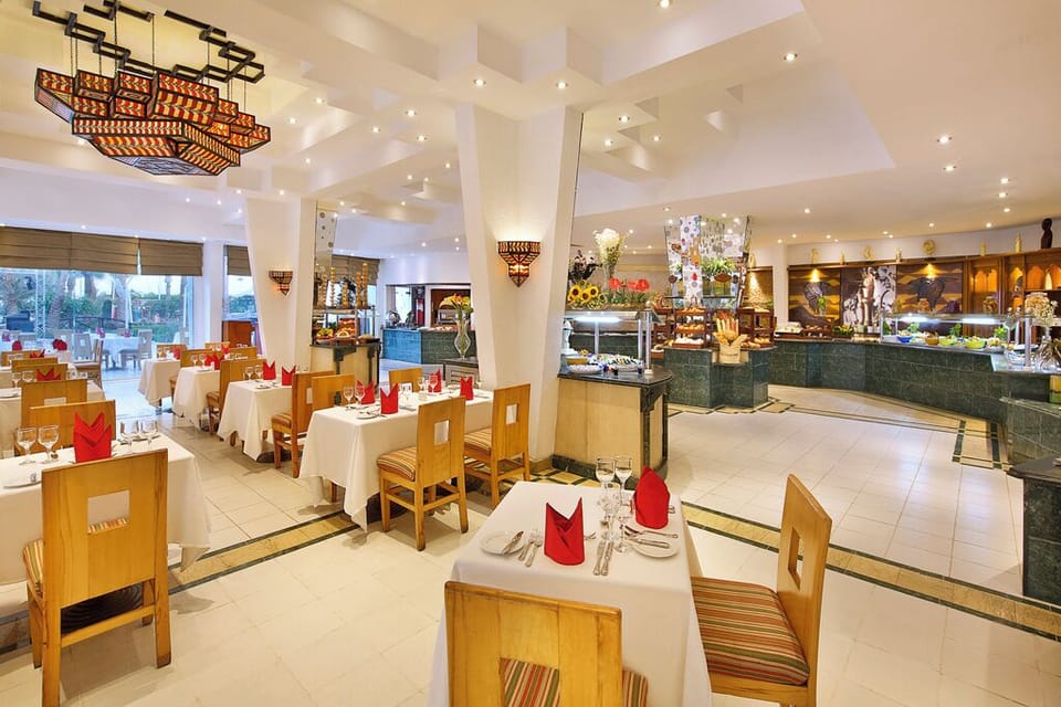 Enjoy elegant dining with warm lighting and abundant buffet stations