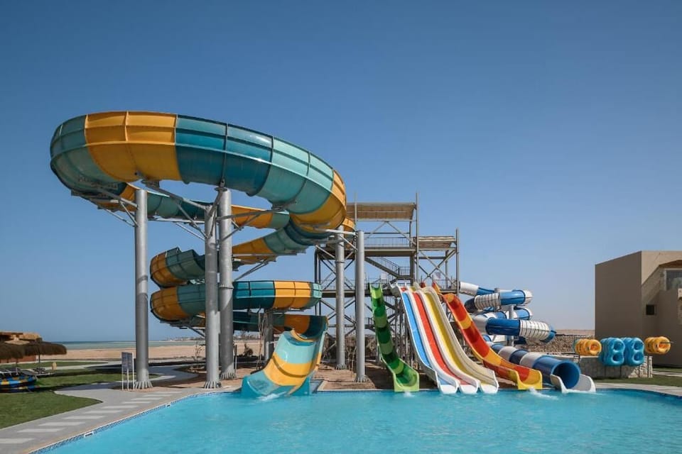 Splash into thrills with colorful slides and crystal-blue water.